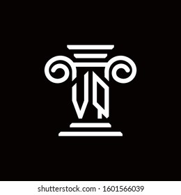 VQ monogram logo with pillar style design template