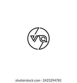 VQ simple outline concept logo and circle of initial design black and white background