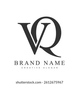 VQ trendy logotype template. Initial letter v and q classic font style. Creative logo for company name or identity. Vector illustration.