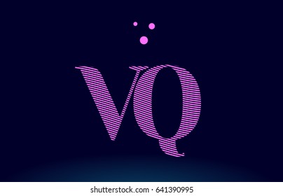 vq v q alphabet letter logo pink line stripes magenta purple blue font creative text dots company vector icon design template
