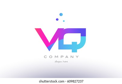 vq v q  creative pink purple blue modern dots creative alphabet gradient company letter logo design vector icon template