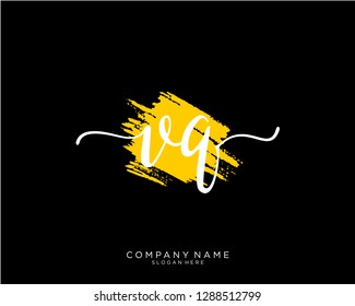VQ V Q Initial handwriting logo template