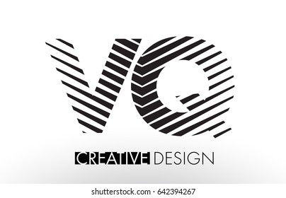VQ V Q Lines Letter Design with Creative Elegant Zebra Vector Illustration.