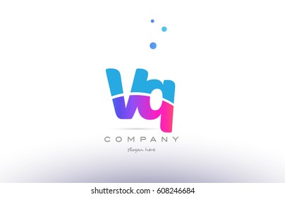 vq v q  pink purple blue white uppercase lowercase modern creative alphabet gradient company letter logo design vector icon template