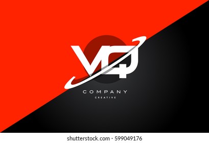 vq v q  red black white technology swoosh alphabet company letter logo design vector icon template 