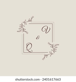 VQ Hochzeits-Quadrat-Monogramm mit hochwertigem professionellen Design, das gut drucken wird