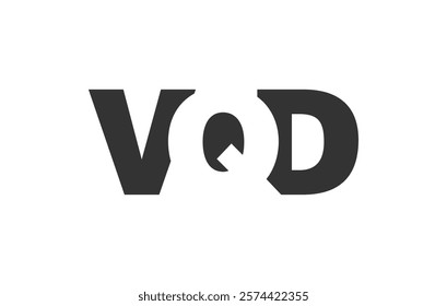 VQD logo design. Initial letter V Q D bold font style for tech startups, consulting, corporate branding. Creative company name, headlines typography identity, trendy logotype. Vector illustration.