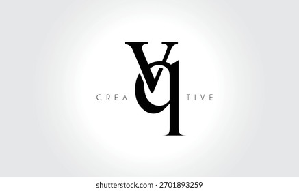 Logotipo elegante del monograma del serif de VQvq – Letra tipográfica minúscula de lujo para la marca moderna
