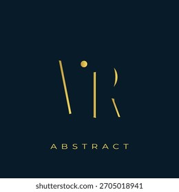 VR Abstract Golden Logo Design. Abstract Golden Symbol Composition on a Dark Navy Blue Background
