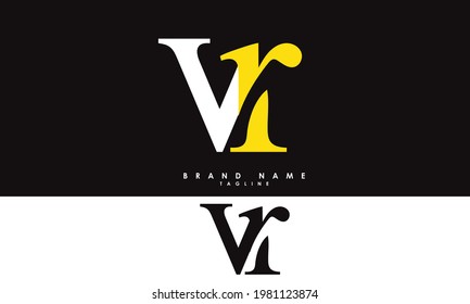 VR Alphabet letters Initials Monogram logo RV, V and R