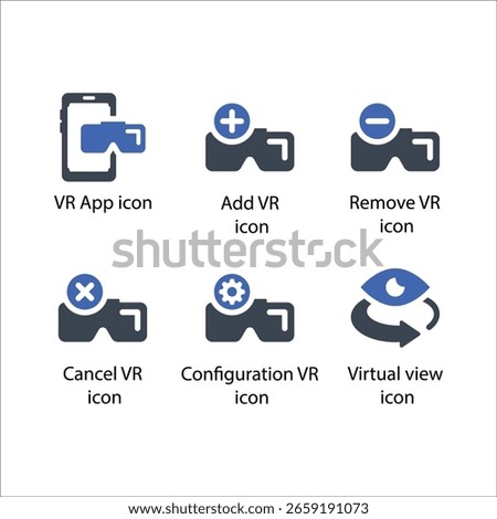 VR App, Add, Remove, Cancel, Configuration VR, Virtual view, icon