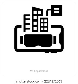 VR-Anwendungen und Virtual-Reality-Icon-Konzept