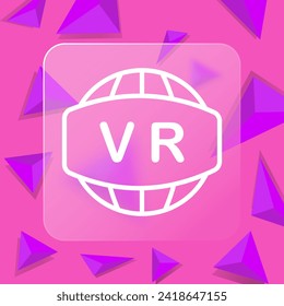 VR apps line icon. Virtual reality, gaming, technology, gadget, device, progress. Glassmorphism style. Vector line icon for business and advertising