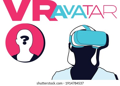 VR AVATAR Vektorvorlage. Frauen mit VR Brille, Anon Ikone. Virtual Reality avatar Concept-Objekte. EPS10.