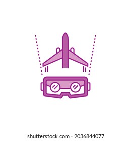 VR Aviation Color Line Icon. Pilot Training And Simulation. Smart Industry. Pictogram For Web Page, Mobile App, Promo. UI UX GUI Design Element. Editable Stroke.