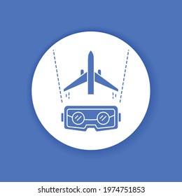 VR Aviation Glyph Icon. Pilot Training And Simulation. Smart Industry. Pictogram For Web Page, Mobile App, Promo. UI UX GUI Design Element.