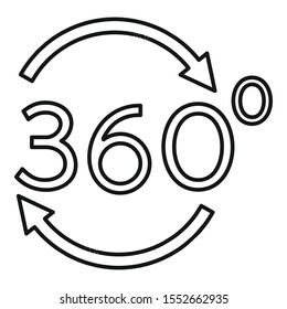 Vr brain 360 degrees icon. Outline vr brain 360 degrees vector icon for web design isolated on white background
