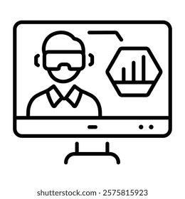 Vr business icon in linear style 