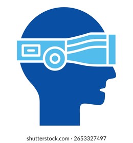 Ícones Da Câmera Vr Em Estilo Azul, Ilustração De Vetor