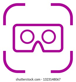 Vr cardboard icon in focus. White background