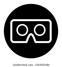 Vr cardboard icon on black circle. White background