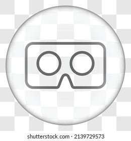 Vr cardboard simple icon. Flat design. Glass button on transparent grid.ai