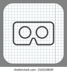 Vr cardboard simple icon. Flat desing. On graph paper. Grey background.ai