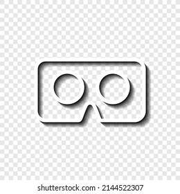 Vr cardboard simple icon. Flat desing. White with shadow on transparent grid.ai