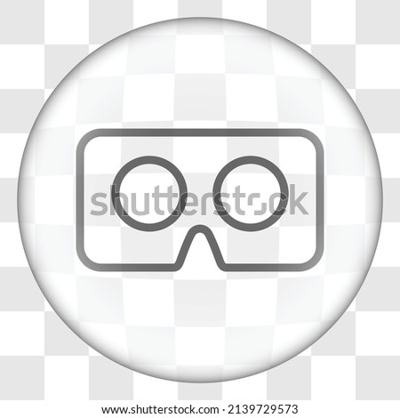 Vr cardboard simple icon. Flat design. Glass button on transparent grid.ai