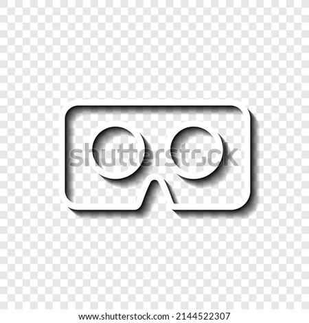 Vr cardboard simple icon. Flat desing. White with shadow on transparent grid.ai