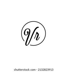 Concepto femenino de círculo VR logotipo inicial mejor para la belleza y la moda