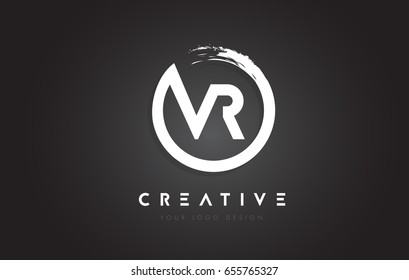 VR Circular Letter Logo with Circle Brush Design and Black Background.