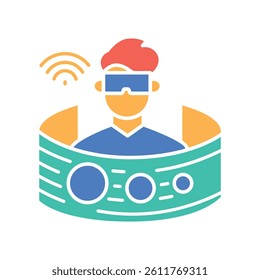 VR color flat icon for digital and print projects.  Minimal clean icons for apps and websites. Modern simple icons for UI UX and branding