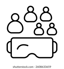 VR Community Vector Line Icon Design