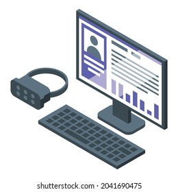 Vr computer icon isometric vector. Game technology. Virtual reality