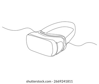 Vr continuous line. Continuous one line drawing of virtual reality. Virtual game concept concept. Single line drawing
