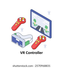 VR Controller isometric Colored illustration. EPS File stock illustration