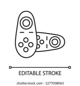 VR controller linear icon. Virtual reality wireless gamepad. Thin line illustration. VR game console, remote control. Contour symbol. Vector isolated outline drawing. Editable stroke