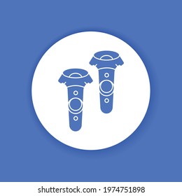 VR controllers glyph icon. Virtual reality experience. Innovative digital device. Pictogram for web page, mobile app, promo. UI UX GUI design element