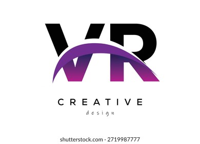 VR kreatives und modernes Logo-Design mit kreativem lila Welle abstraktes letzteres Logo-Konzept.