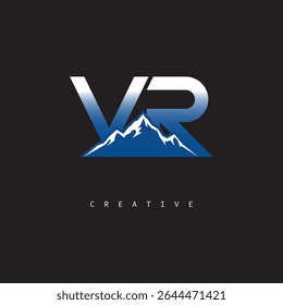 Diseño creativo de la marca de la letra del gradiente del logotipo de la montaña de VR para las marcas al aire libre del negocio