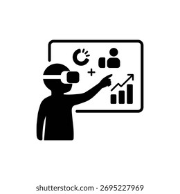 Silhueta de Apresentação de Dados VR. Crescimento dos negócios e conceito de visualização analítica