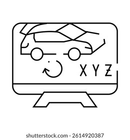 vr design in car building line icon vector. vr design in car building sign. isolated contour symbol black illustration
