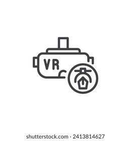VR Design line icon. linear style sign for mobile concept and web design. VR designer outline vector icon. Symbol, logo illustration. Vector graphics