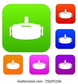 Vr device set icon color in flat style isolated on white. Collection sings vector illustration