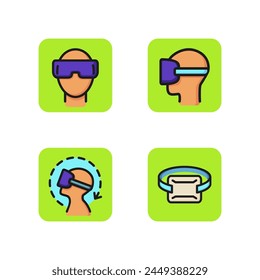 VR devices line icon set. Headset, goggles, simulator. Gaming and virtual reality concept. Can be used for topics like digital world, interactivity, high tech, augmented reality