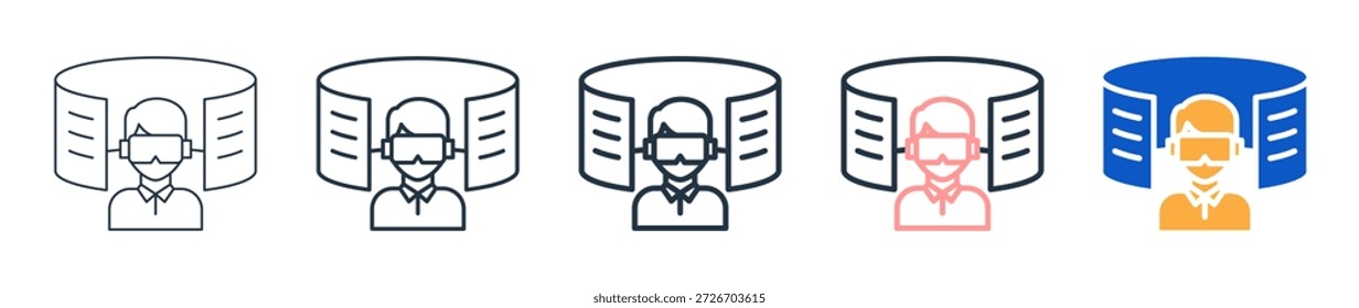 Vr diferentes iconos de estilo conjunto de Ilustración vectorial.
