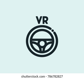 Vr Driving Icon Line Isolated On Clean Background. Steering Wheel Concept Drawing Icon Line In Modern Style. Vector Illustration For Your Web Site Mobile Logo App UI Design.