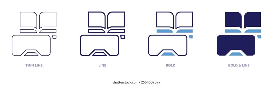 Vr education icon in 4 different styles. Thin Line, Line, Bold, and Bold Line. Duotone style. Editable stroke.