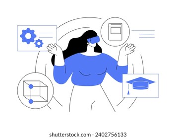 VR in education isolated cartoon vector illustrations. Student in VR glasses at lesson, virtual and augmented reality, educational process, modern technology, smart classes vector cartoon.